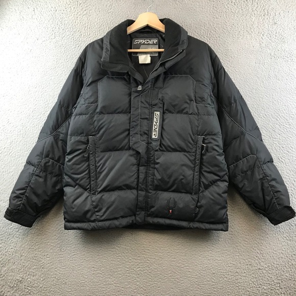 Spyder Puffer Jacket Women's Medium Black Down Fill Full Zip Quilted Coat Winter - Picture 1 of 12